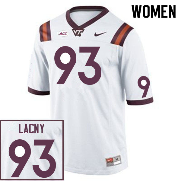 Women #93 Lance Lacny Virginia Tech Hokies College Football Jerseys Sale-White - Click Image to Close